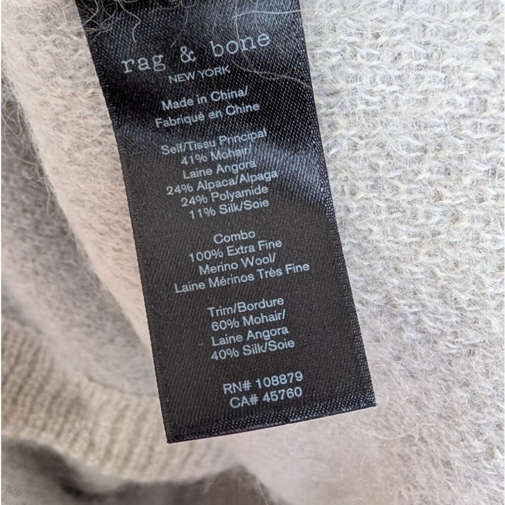 Rag & Bone Mohair Alpaca Animal Print Cardigan Womens M Beige/Gray Long Sleeve - Picture 5 of 8